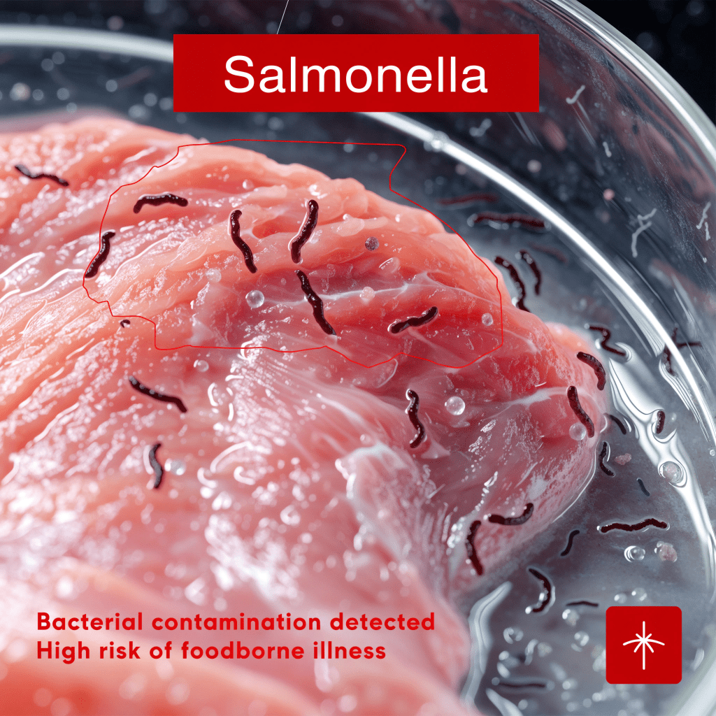 Salmonella bacteria contamination risk on raw chicken meat for dogs